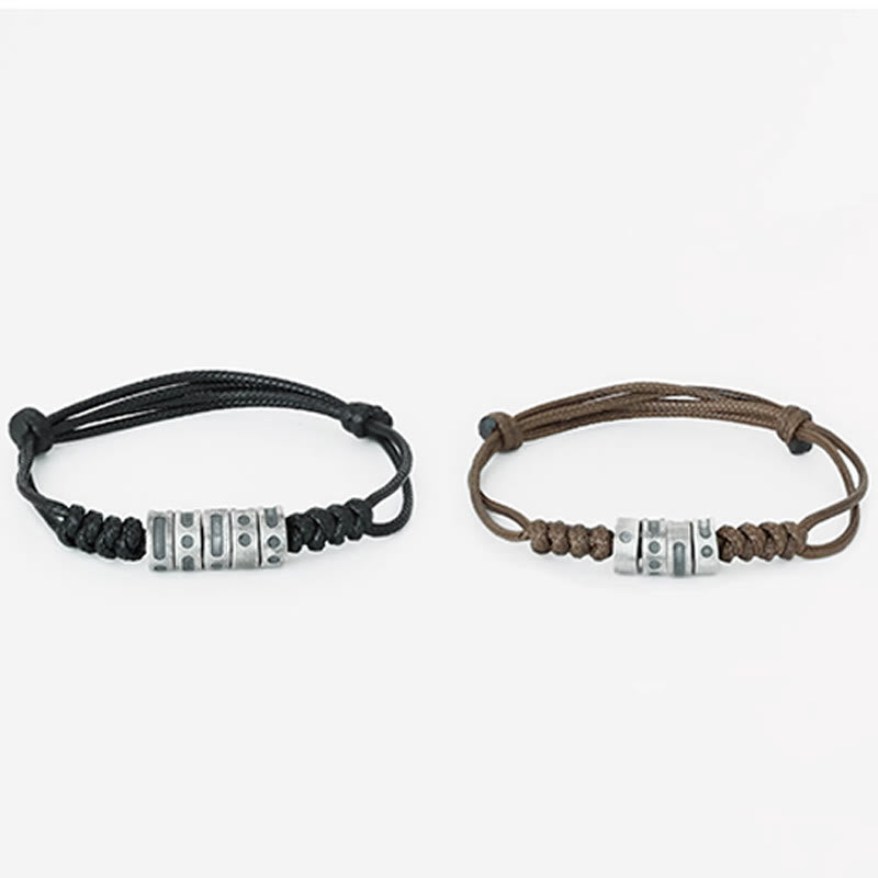 Nimara Ritual 999 Sterling Silver Morse Code Wax Rope Blessing Bracelet
