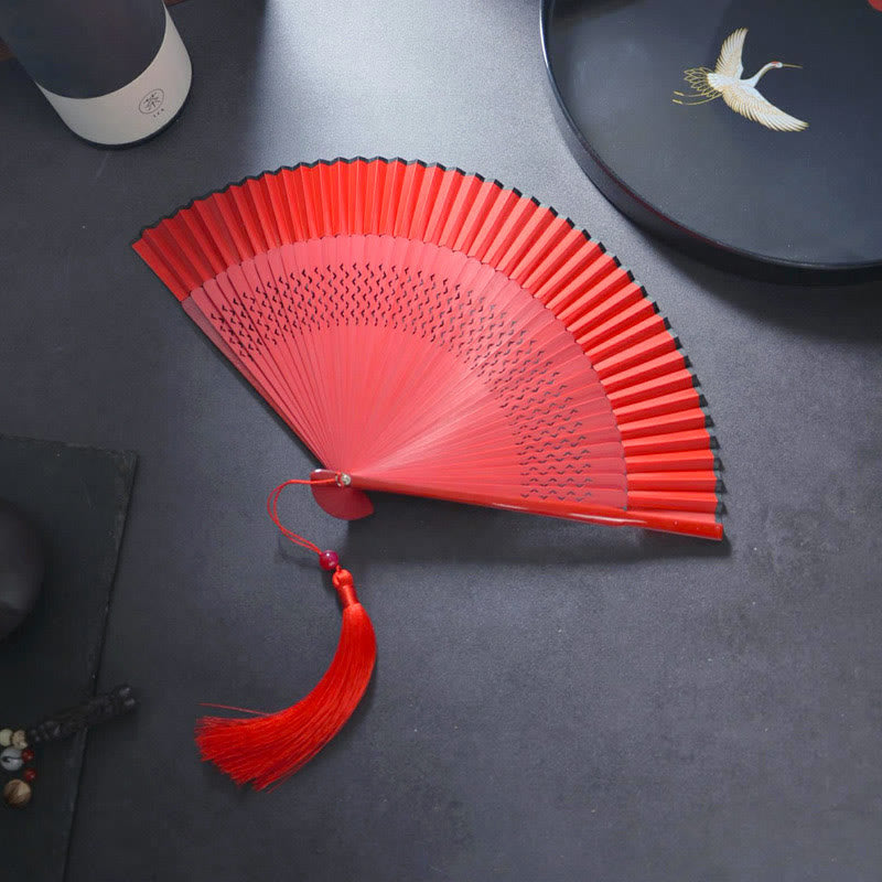 Nimara Ritual Flower Rabbit Spray Painting Handheld Cotton Linen Fabric Bamboo Folding Fan