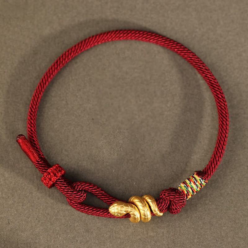 Nimara Ritual 999 Gold Year of the Snake Design Handmade Luck Protection Rope Braided Bracelet
