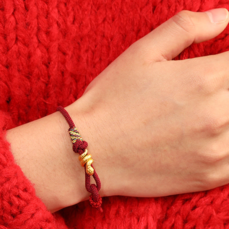Nimara Ritual 999 Gold Year of the Snake Design Handmade Luck Protection Rope Braided Bracelet
