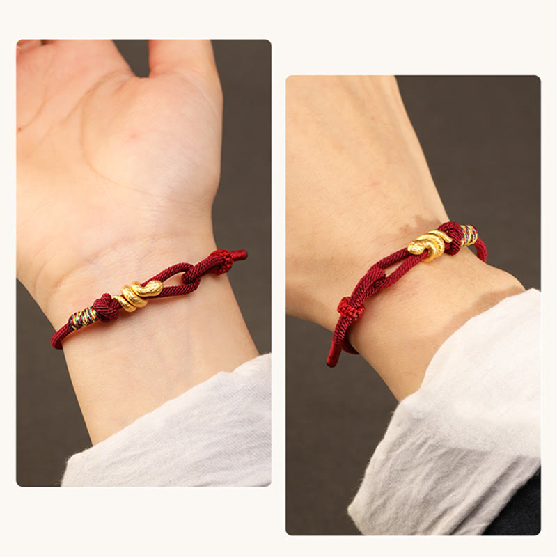 Nimara Ritual 999 Gold Year of the Snake Design Handmade Luck Protection Rope Braided Bracelet