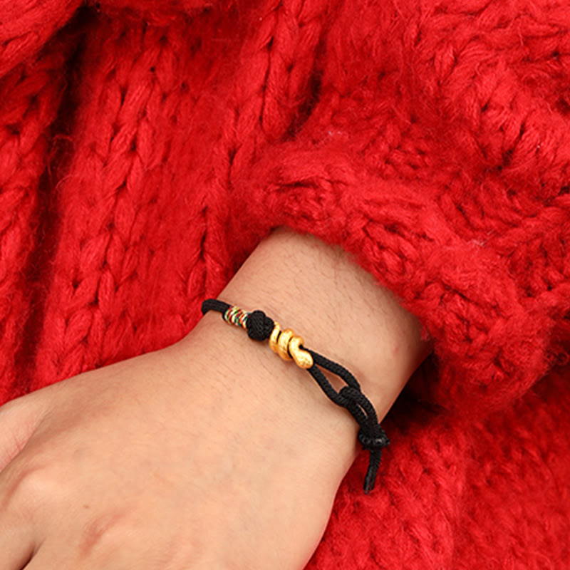 Nimara Ritual 999 Gold Year of the Snake Design Handmade Luck Protection Rope Braided Bracelet