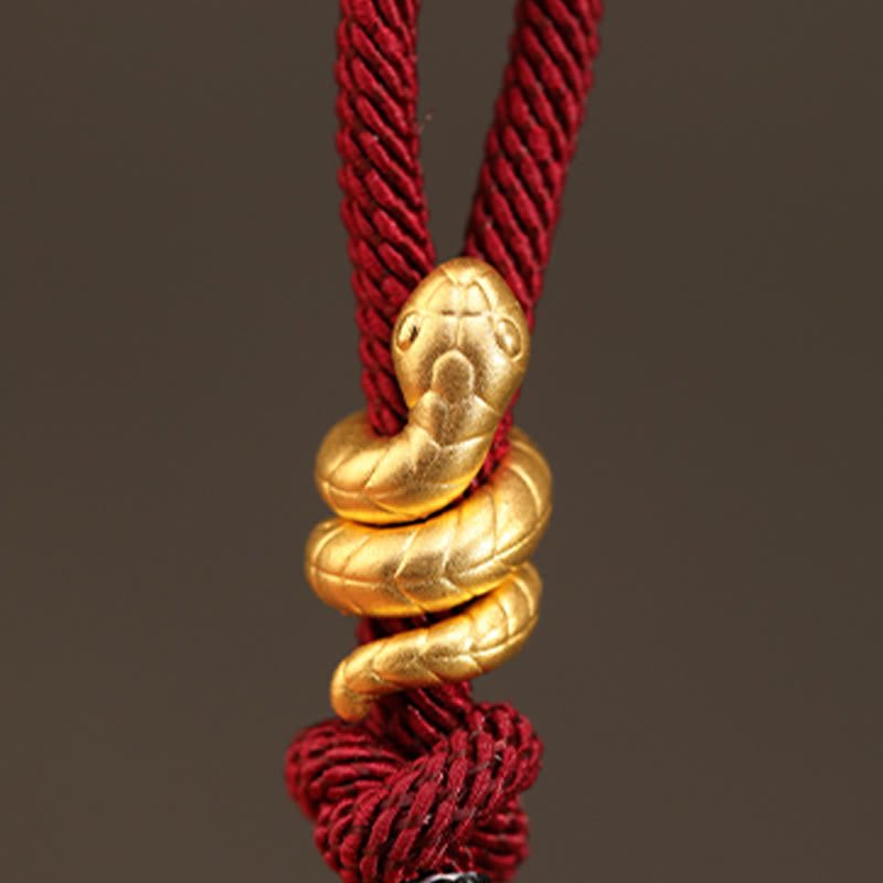 Nimara Ritual 999 Gold Year of the Snake Design Handmade Luck Protection Rope Braided Bracelet