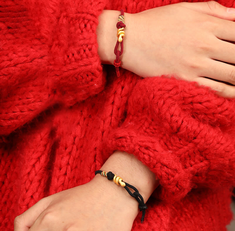 Nimara Ritual 999 Gold Year of the Snake Design Handmade Luck Protection Rope Braided Bracelet