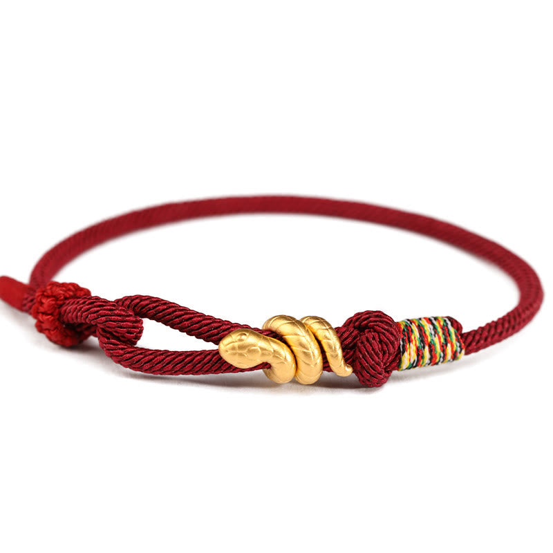 Nimara Ritual 999 Gold Year of the Snake Design Handmade Luck Protection Rope Braided Bracelet