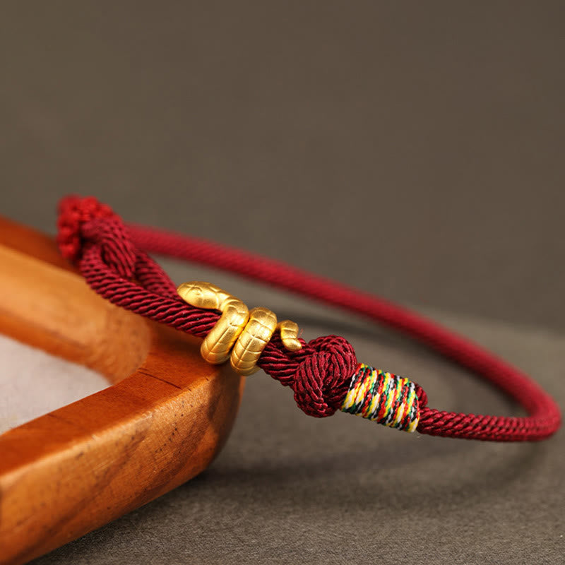 Nimara Ritual 999 Gold Year of the Snake Design Handmade Luck Protection Rope Braided Bracelet