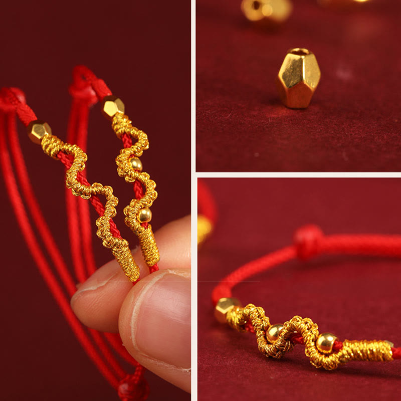 Nimara Ritual 999 Gold Year of the Snake Handmade Luck Strength Braided Bracelet Anklet