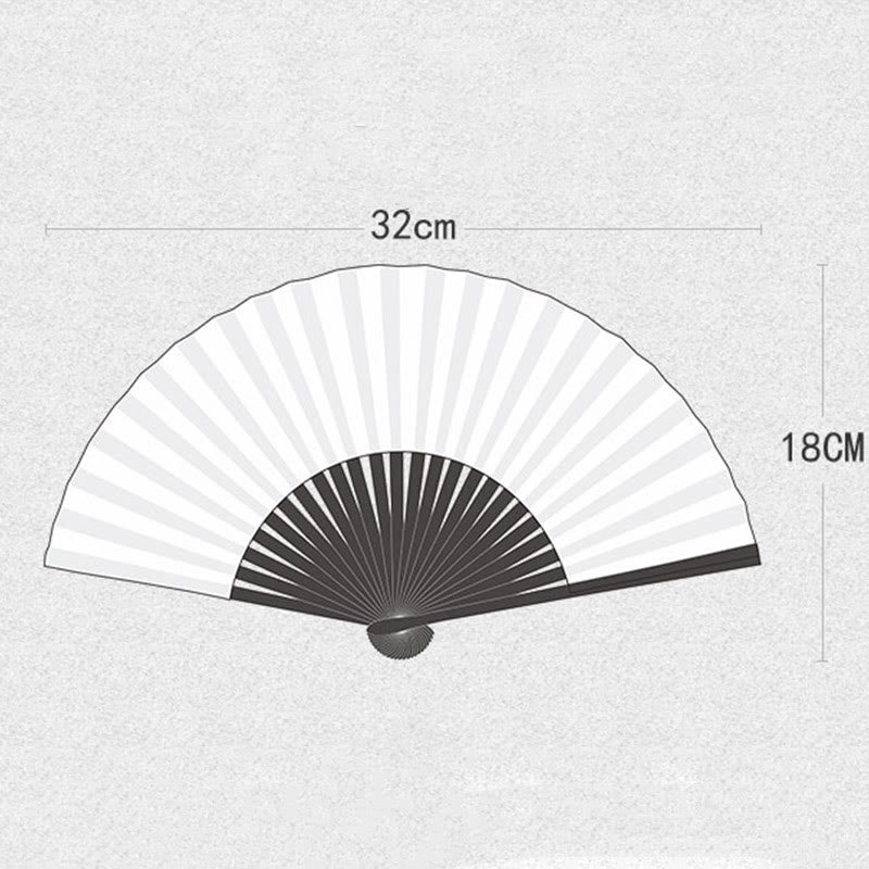 Nimara Ritual Crane Plum Blossom Handheld Silk Bamboo Folding Fan