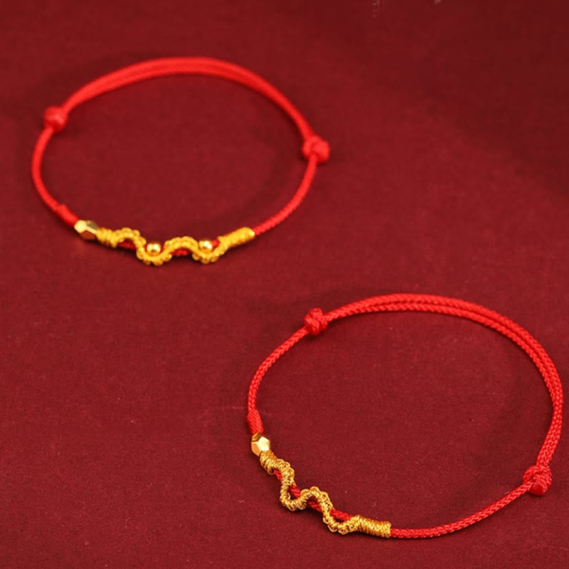 Nimara Ritual 999 Gold Year of the Snake Handmade Luck Strength Braided Bracelet Anklet