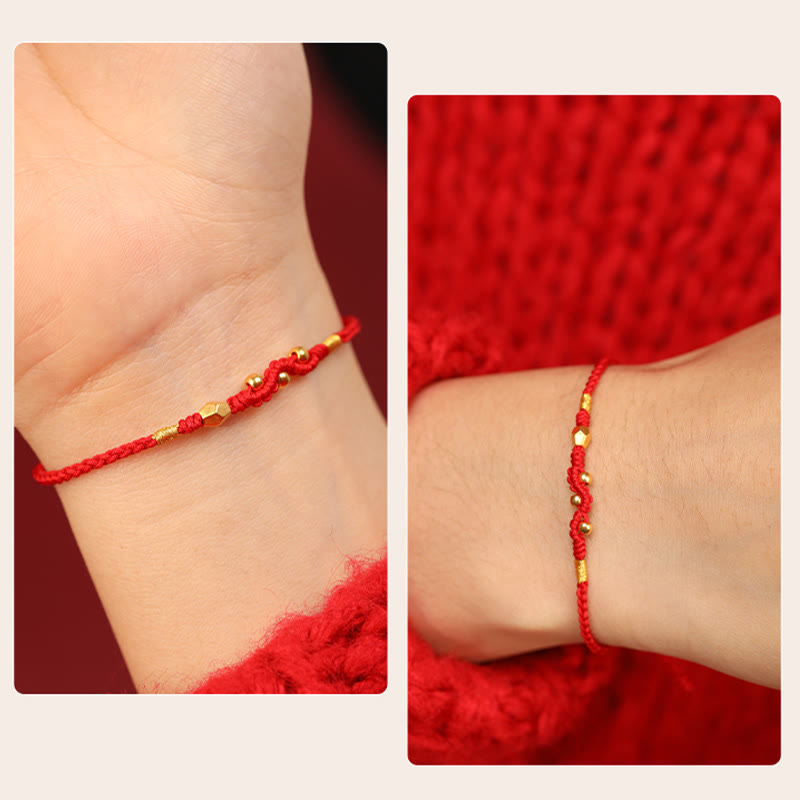 Nimara Ritual 999 Gold Year of the Snake Mini Gold Bead Handmade Luck Protection Braided Bracelet
