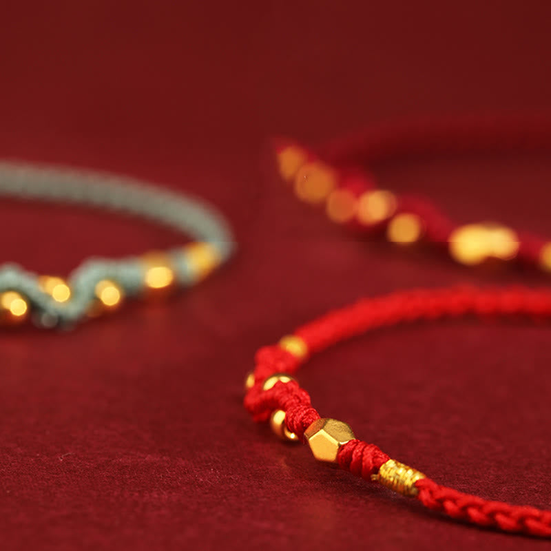 Nimara Ritual 999 Gold Year of the Snake Mini Gold Bead Handmade Luck Protection Braided Bracelet