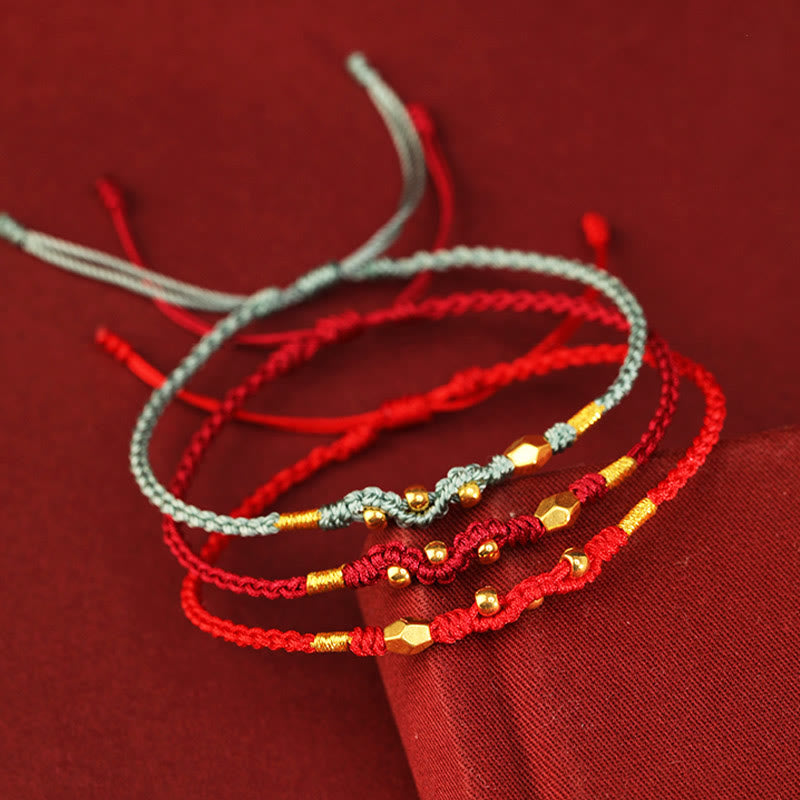 Nimara Ritual 999 Gold Year of the Snake Mini Gold Bead Handmade Luck Protection Braided Bracelet