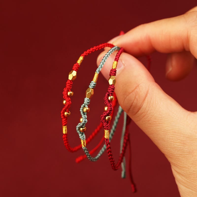Nimara Ritual 999 Gold Year of the Snake Mini Gold Bead Handmade Luck Protection Braided Bracelet