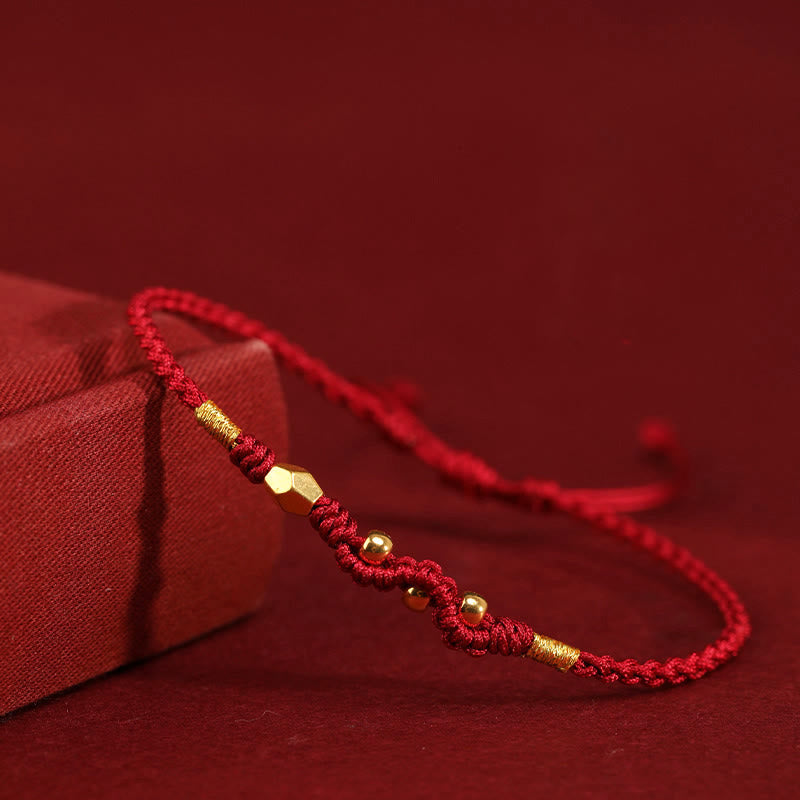Nimara Ritual 999 Gold Year of the Snake Mini Gold Bead Handmade Luck Protection Braided Bracelet