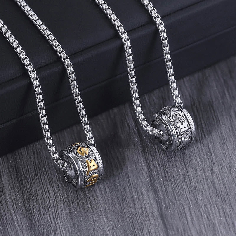 Nimara Ritual Tibetan Om Mani Padme Hum Titanium Steel Peace Necklace Pendant