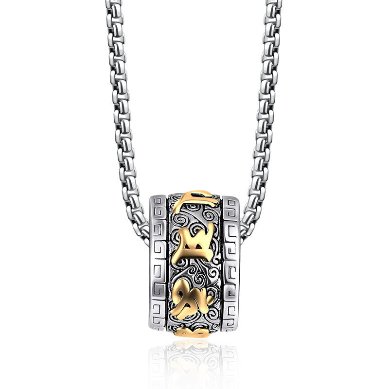 Nimara Ritual Tibetan Om Mani Padme Hum Titanium Steel Peace Necklace Pendant