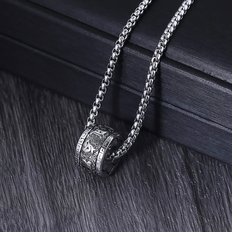 Nimara Ritual Tibetan Om Mani Padme Hum Titanium Steel Peace Necklace Pendant