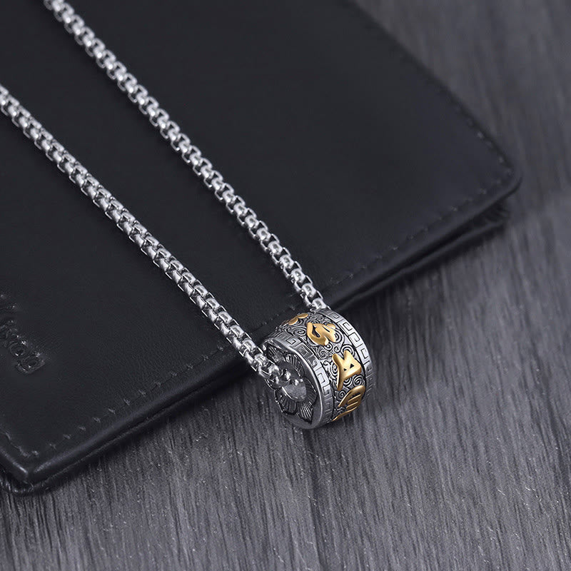 Nimara Ritual Tibetan Om Mani Padme Hum Titanium Steel Peace Necklace Pendant
