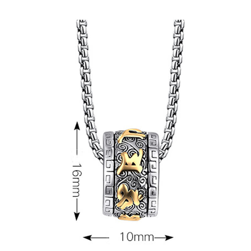 Nimara Ritual Tibetan Om Mani Padme Hum Titanium Steel Peace Necklace Pendant