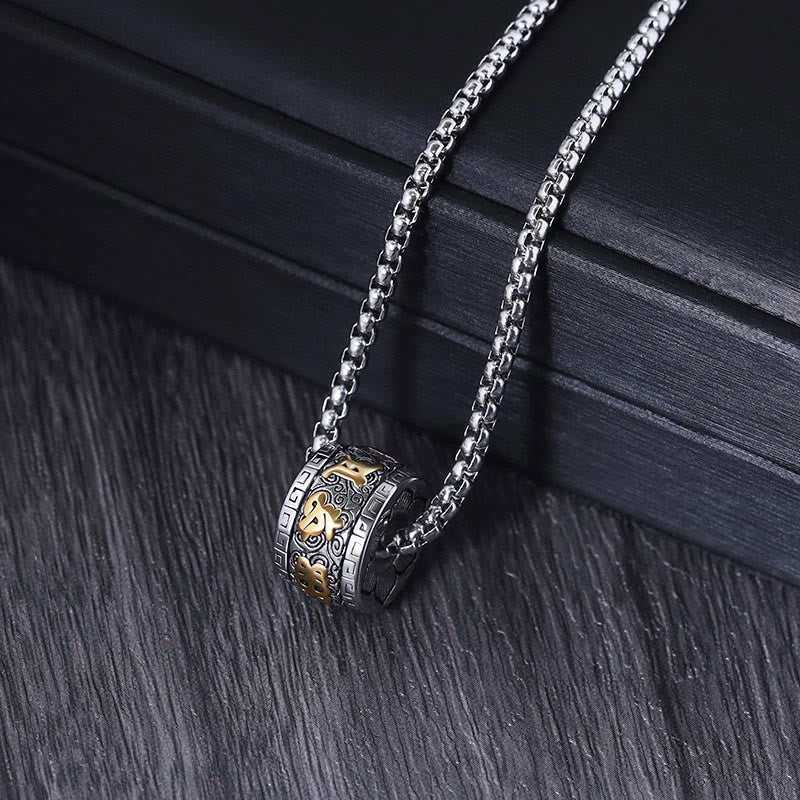 Nimara Ritual Tibetan Om Mani Padme Hum Titanium Steel Peace Necklace Pendant