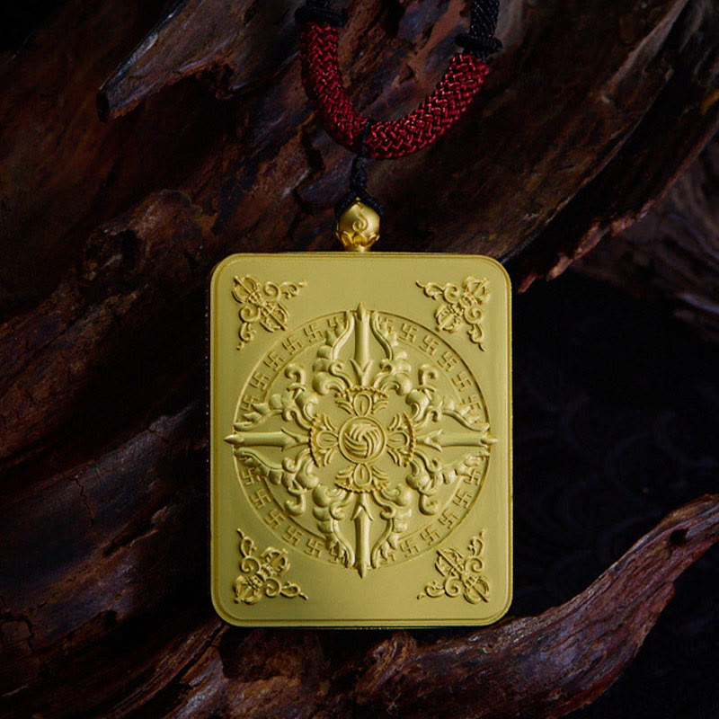 Nimara Ritual Tibetan Zakiram Nine Tailed Fox Yellow God of Wealth Painted Thangka Hope Necklace Pendant