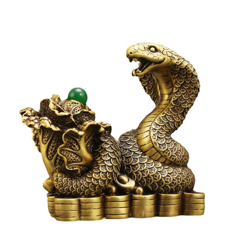 Nimara Ritual Year Of The Snake Copper Coins Ingots Cabbage Brass Statue Home Decoration