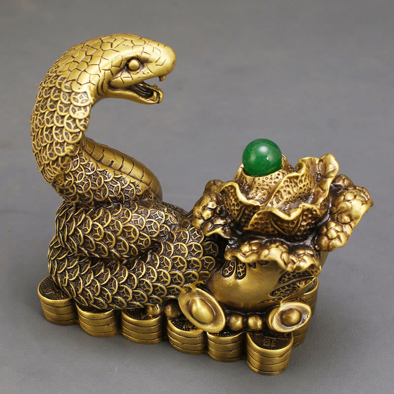 Nimara Ritual Year Of The Snake Copper Coins Ingots Cabbage Brass Statue Home Decoration