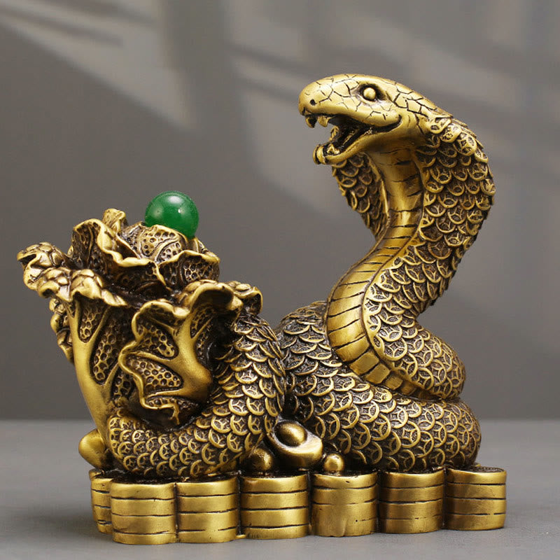 Nimara Ritual Year Of The Snake Copper Coins Ingots Cabbage Brass Statue Home Decoration