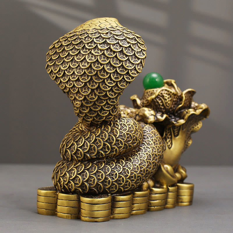 Nimara Ritual Year Of The Snake Copper Coins Ingots Cabbage Brass Statue Home Decoration