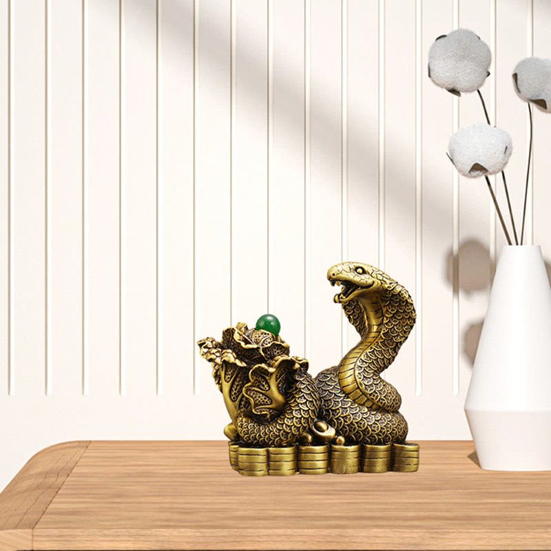 Nimara Ritual Year Of The Snake Copper Coins Ingots Cabbage Brass Statue Home Decoration