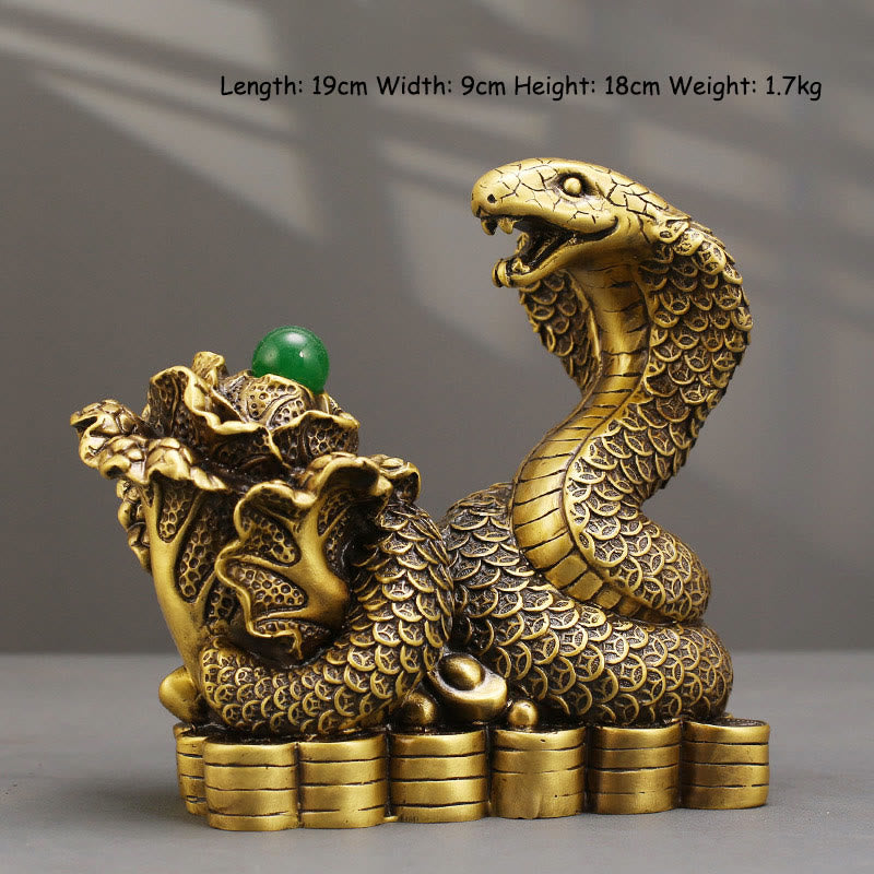 Nimara Ritual Year Of The Snake Copper Coins Ingots Cabbage Brass Statue Home Decoration