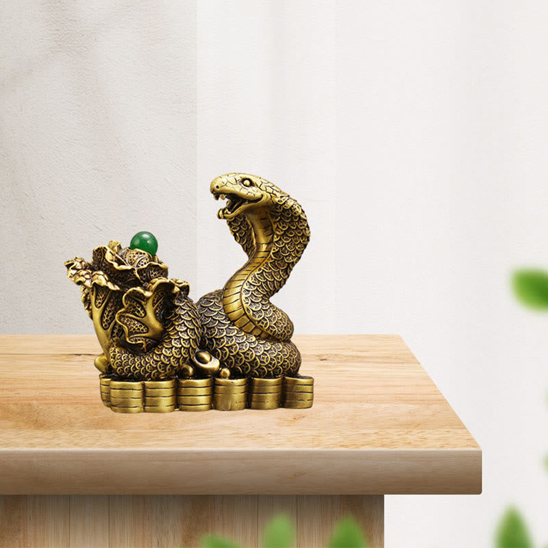 Nimara Ritual Year Of The Snake Copper Coins Ingots Cabbage Brass Statue Home Decoration