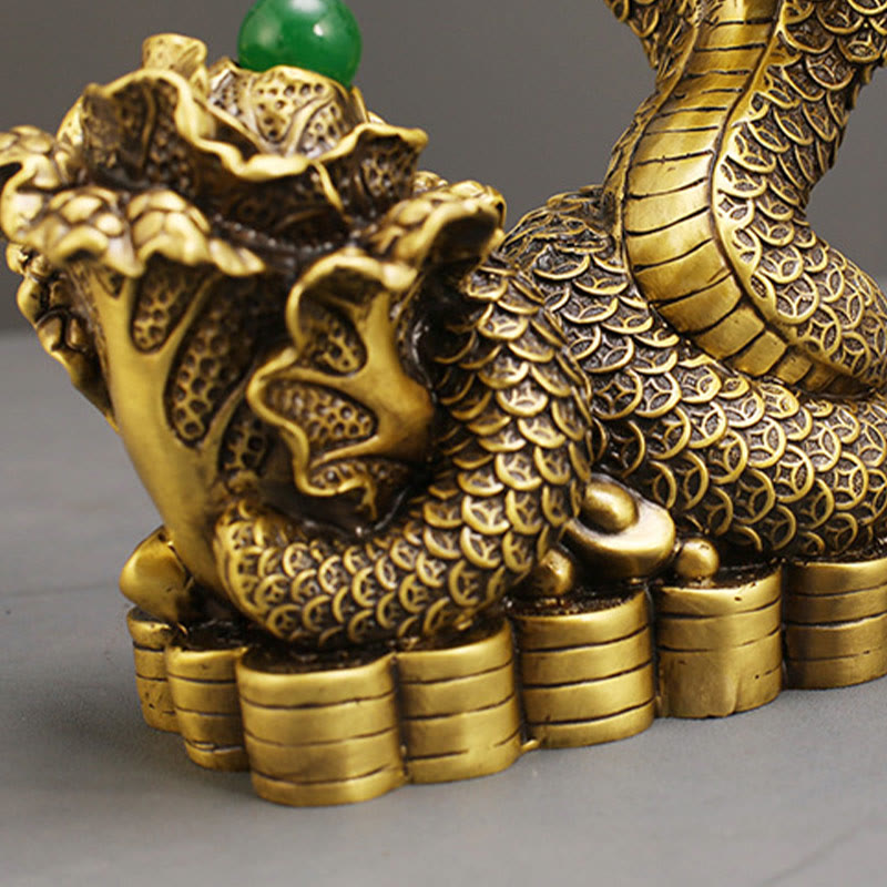 Nimara Ritual Year Of The Snake Copper Coins Ingots Cabbage Brass Statue Home Decoration