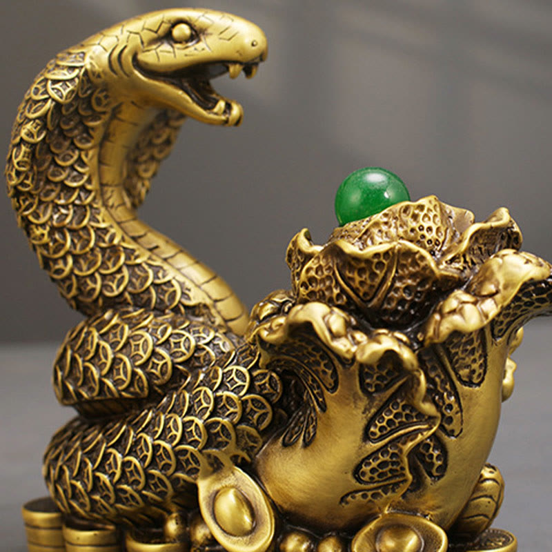 Nimara Ritual Year Of The Snake Copper Coins Ingots Cabbage Brass Statue Home Decoration