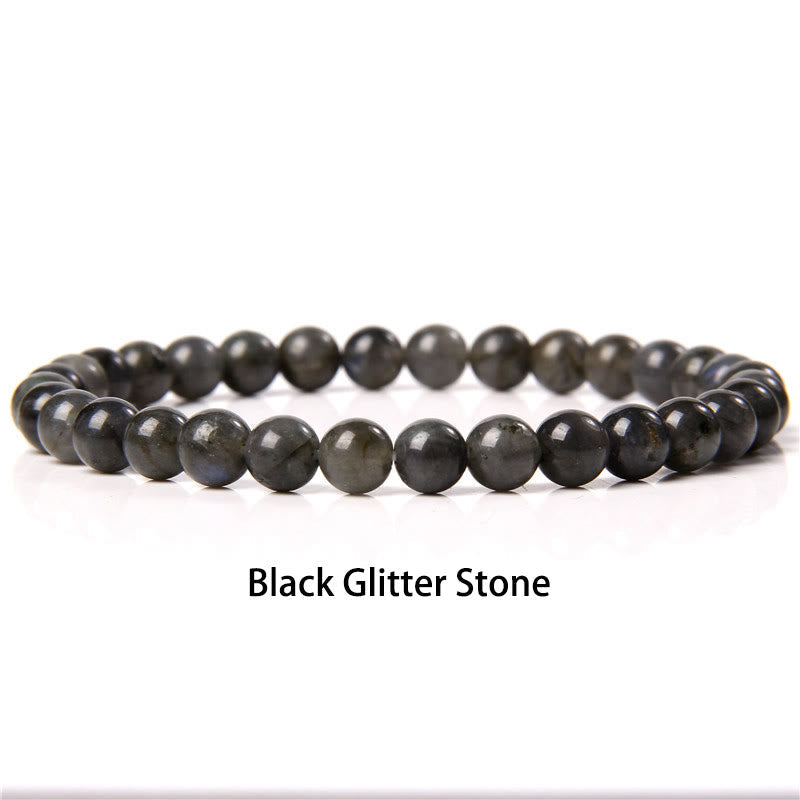 Nimara Ritual 6mm Various Stone Crystal Black Glitter Stone Red Tiger Eye Beads Protection Bracelet