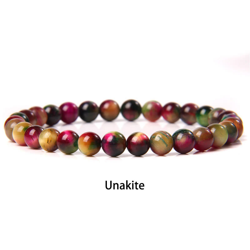 Nimara Ritual 6mm Various Stone Crystal Black Glitter Stone Red Tiger Eye Beads Protection Bracelet