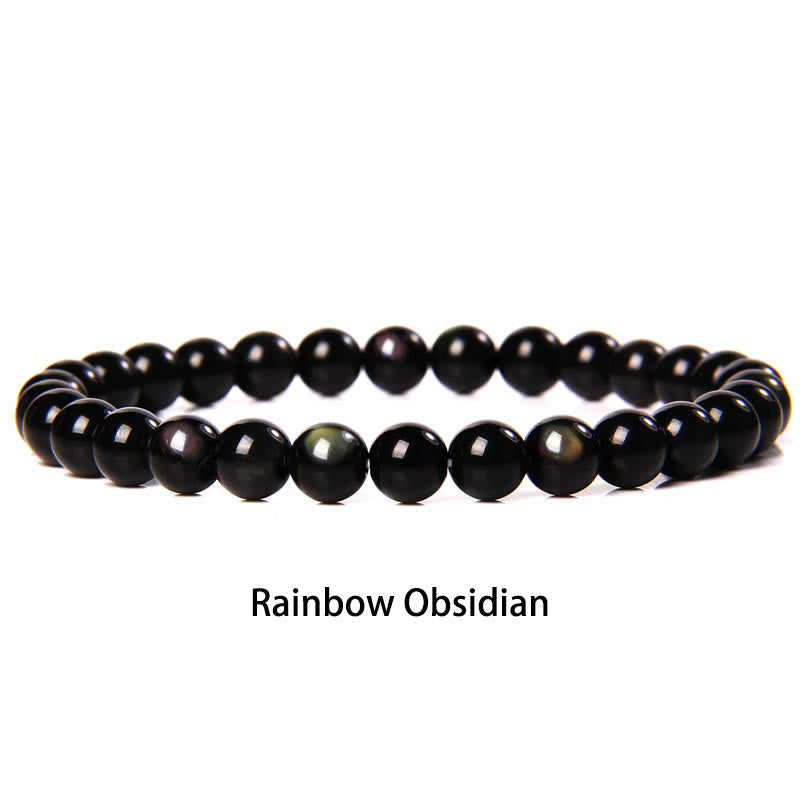Nimara Ritual 6mm Various Stone Crystal Black Glitter Stone Red Tiger Eye Beads Protection Bracelet