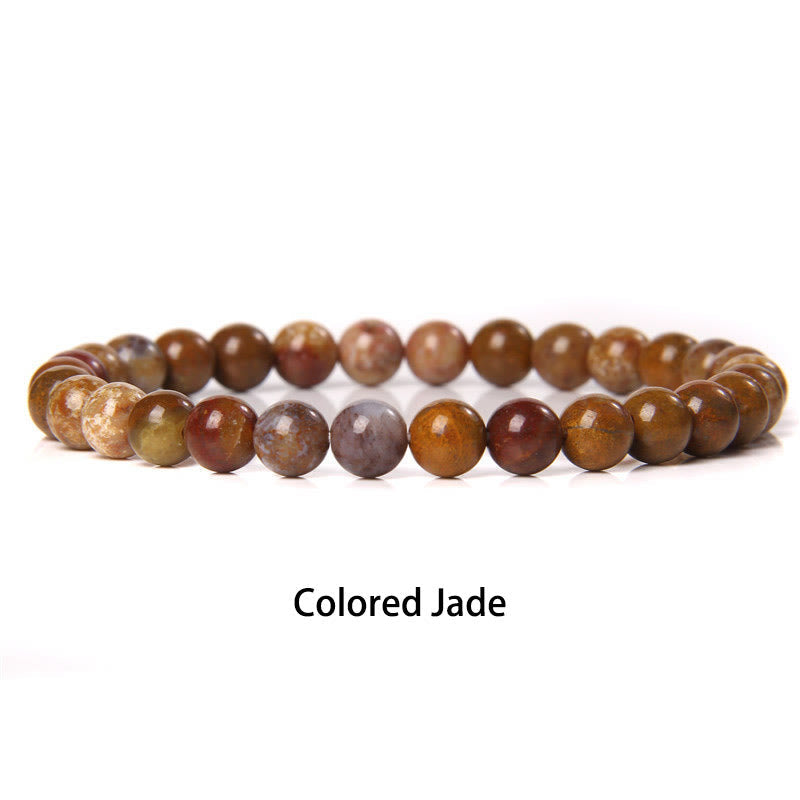 Nimara Ritual 6mm Various Stone Crystal Black Glitter Stone Red Tiger Eye Beads Protection Bracelet