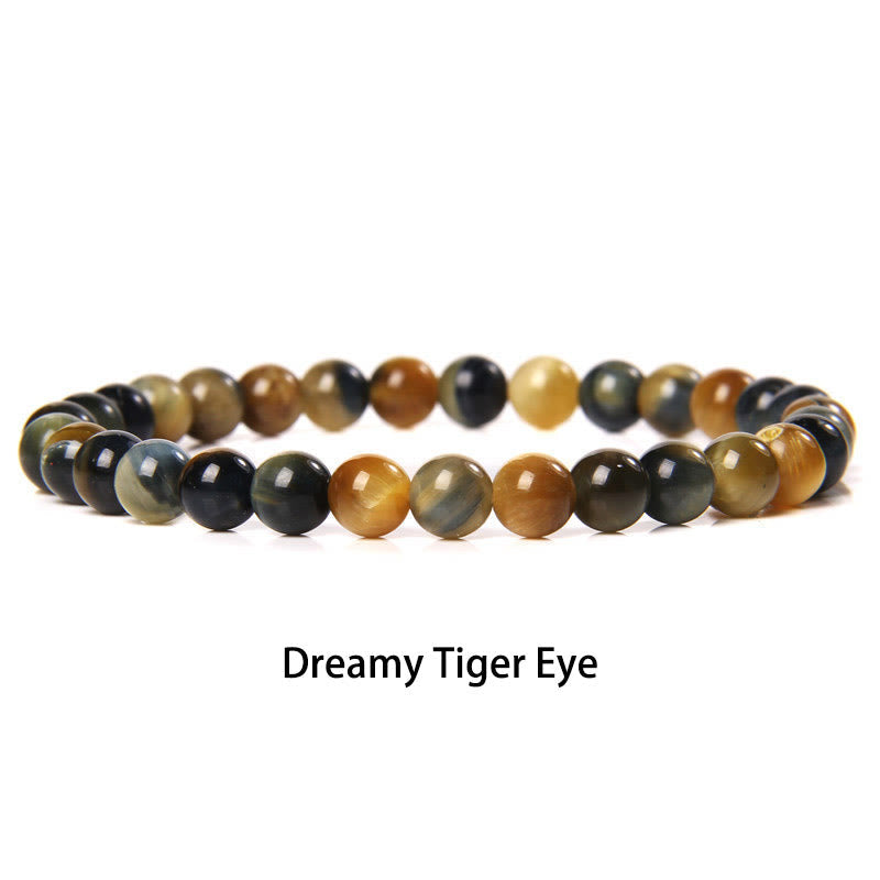 Nimara Ritual 6mm Various Stone Crystal Black Glitter Stone Red Tiger Eye Beads Protection Bracelet
