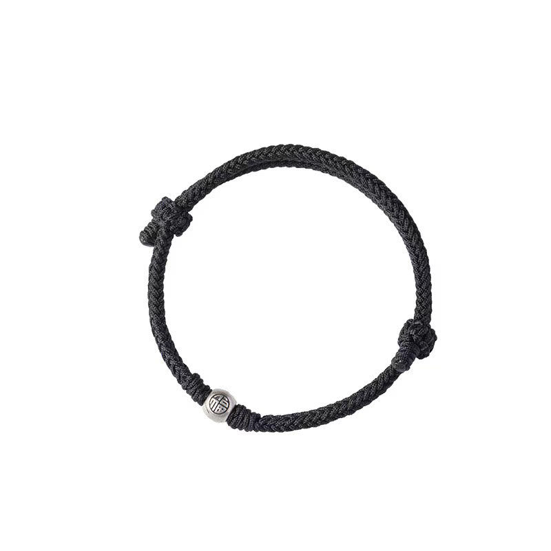 Nimara Ritual Handmade String 925 Sterling Silver Fu Bead Braided Fortune Bracelet