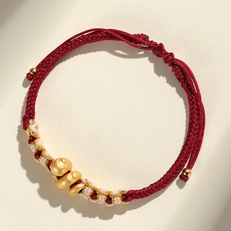 Nimara Ritual Handmade 999 Sterling Silver Year Of The Snake Red String Heart Peach Blossom Luck Bracelet