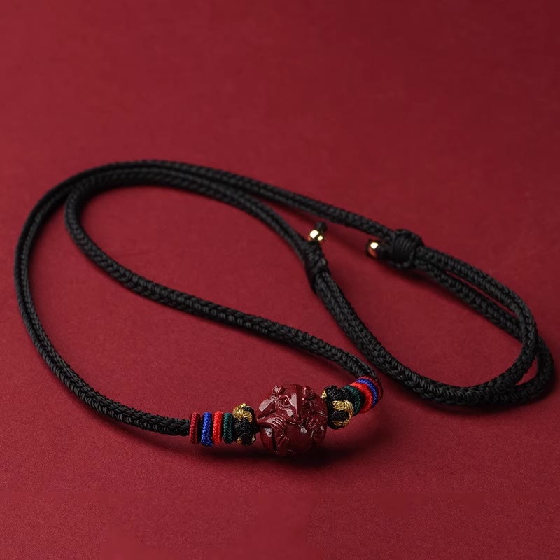 Nimara Ritual Cinnabar Chinese Zodiac Black String Blessing Necklace Pendants