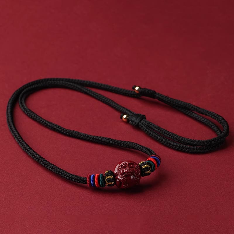 Nimara Ritual Cinnabar Chinese Zodiac Black String Blessing Necklace Pendants
