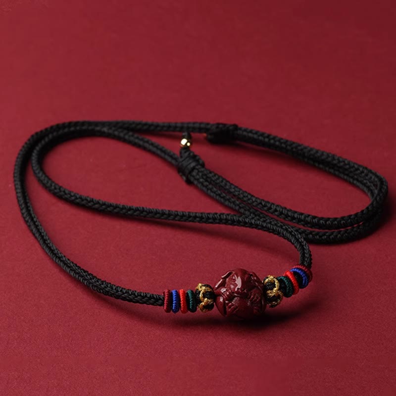 Nimara Ritual Cinnabar Chinese Zodiac Black String Blessing Necklace Pendants