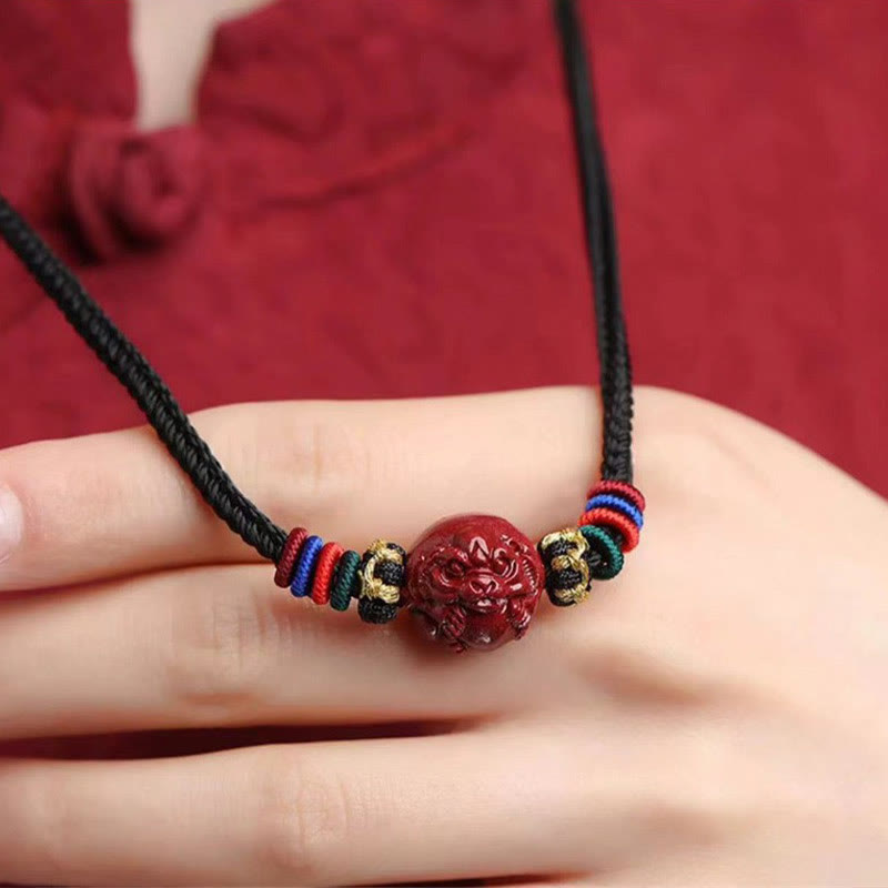 Nimara Ritual Cinnabar Chinese Zodiac Black String Blessing Necklace Pendants