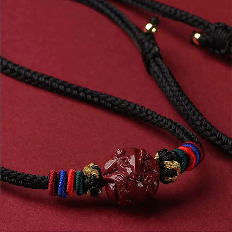 Nimara Ritual Cinnabar Chinese Zodiac Black String Blessing Necklace Pendants