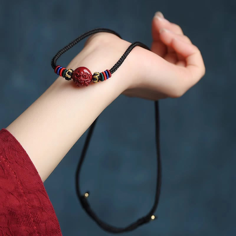 Nimara Ritual Cinnabar Chinese Zodiac Black String Blessing Necklace Pendants