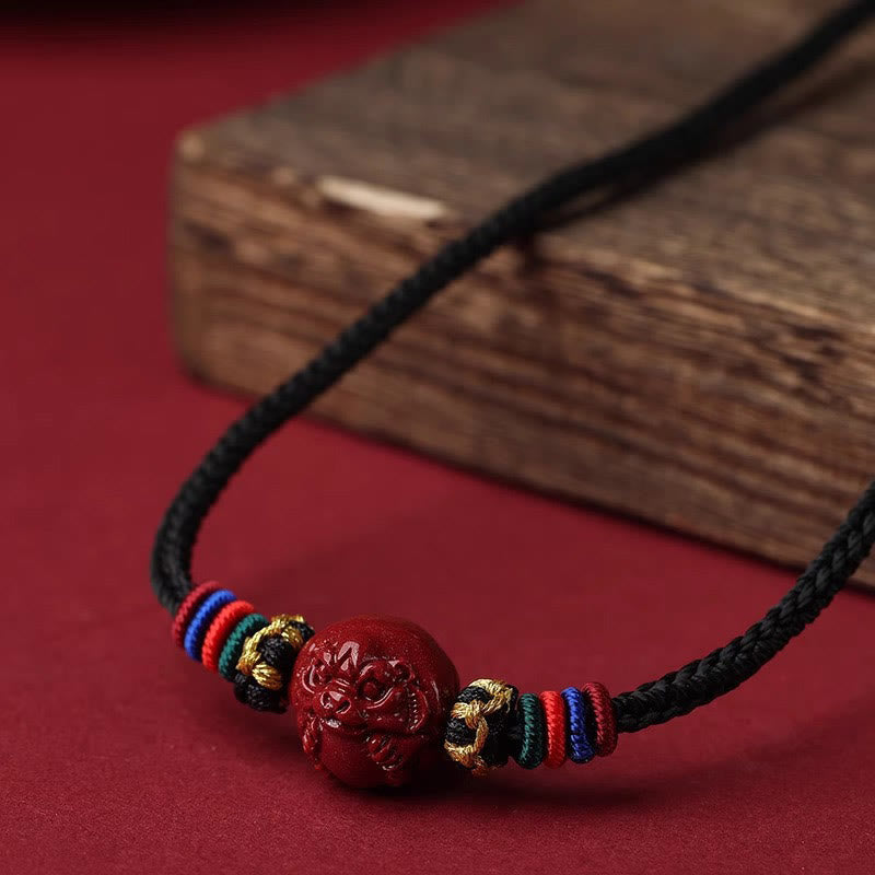 Nimara Ritual Cinnabar Chinese Zodiac Black String Blessing Necklace Pendants