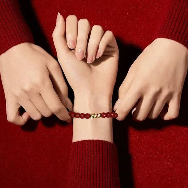 Nimara Ritual Cinnabar Bead Hetian Jade Year Of The Snake Blessing Bracelet