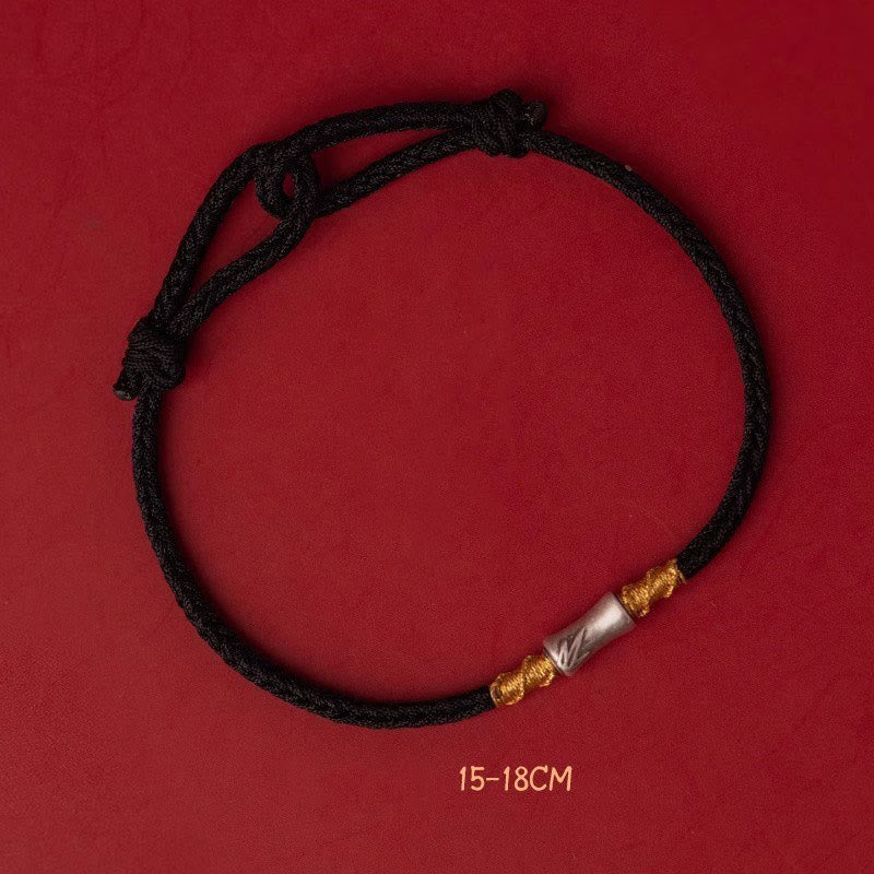 Nimara Ritual Handmade 925 Sterling Silver Bamboo Design Red String Luck Braided Bracelet